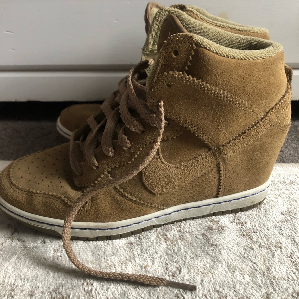 Tan Nike Dunk Sky Hi Wedge Sneakers